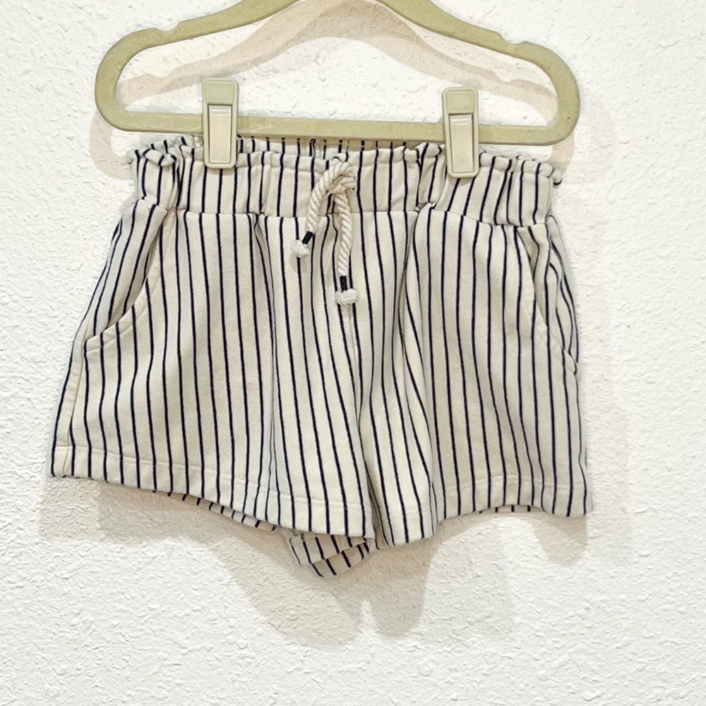 Zara Kids Drawstring Striped White and Blue Shorts Girls 8